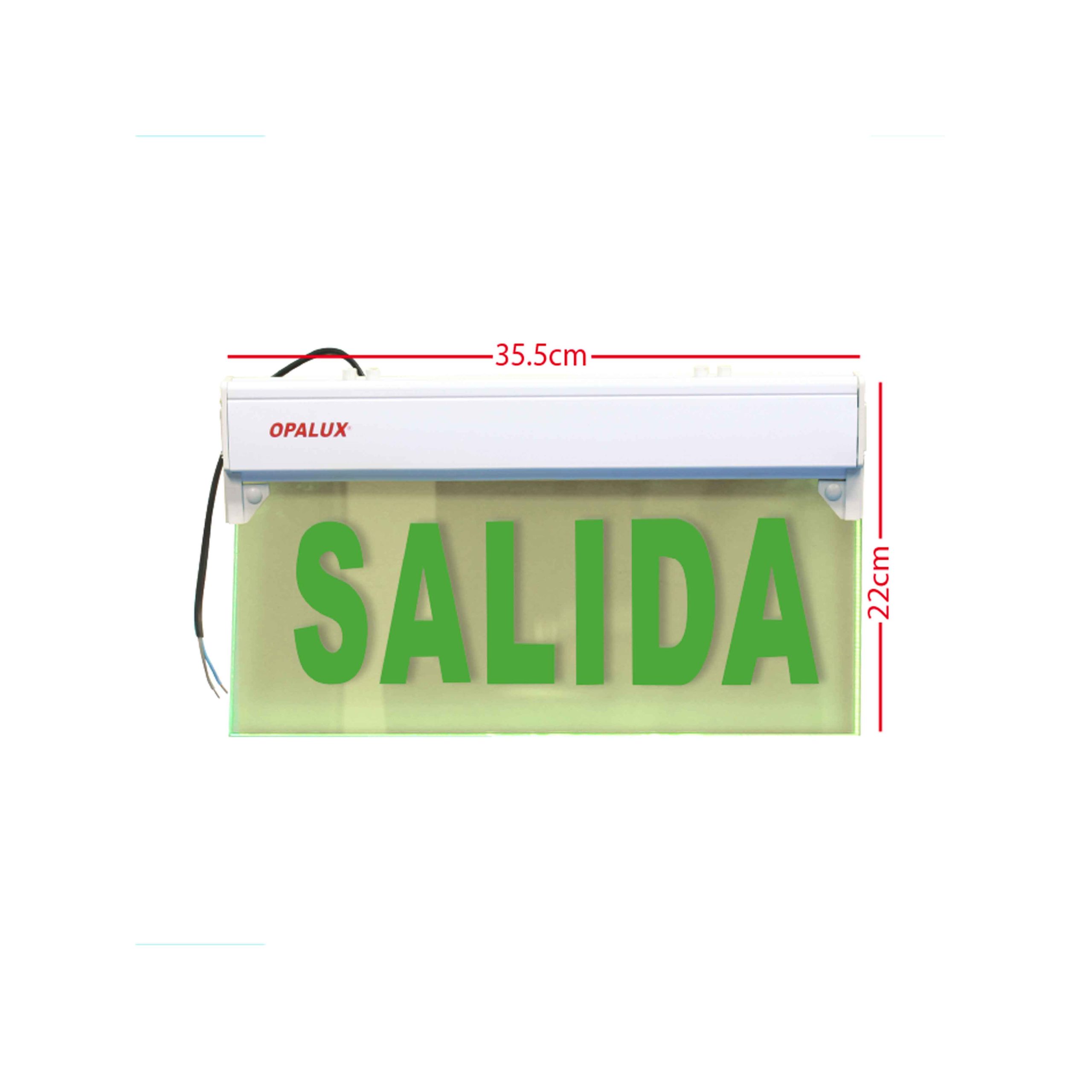 LETRERO DE EMERGENCIA ACRILICO 5LED VERDE OPALUX OP-297S